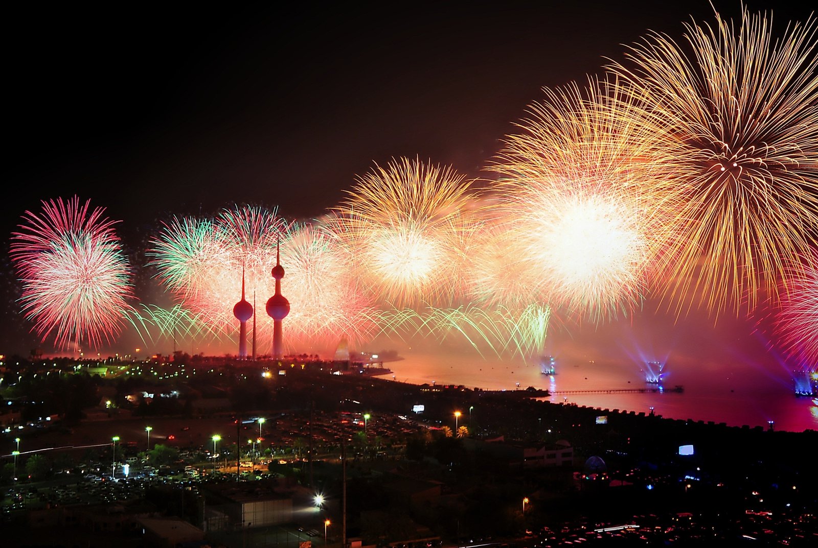 City night explosion firework
