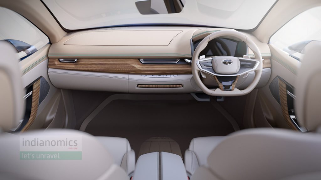 Tata Motors eVision Concept Sedan Car - Interiors (dash screen retracted)