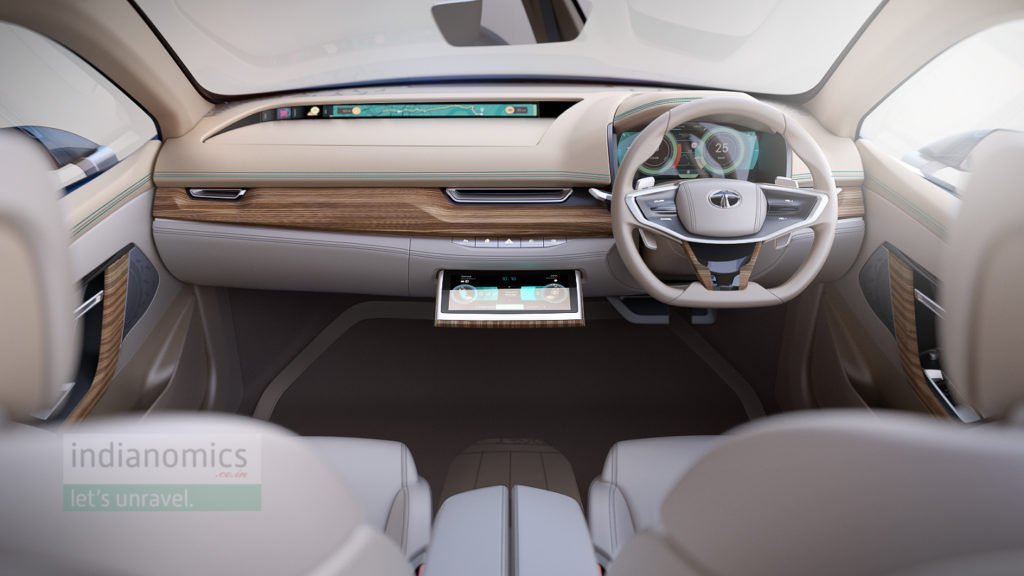 Tata Motors eVision Concept Sedan Car - Interiors (dash screen displayed)
